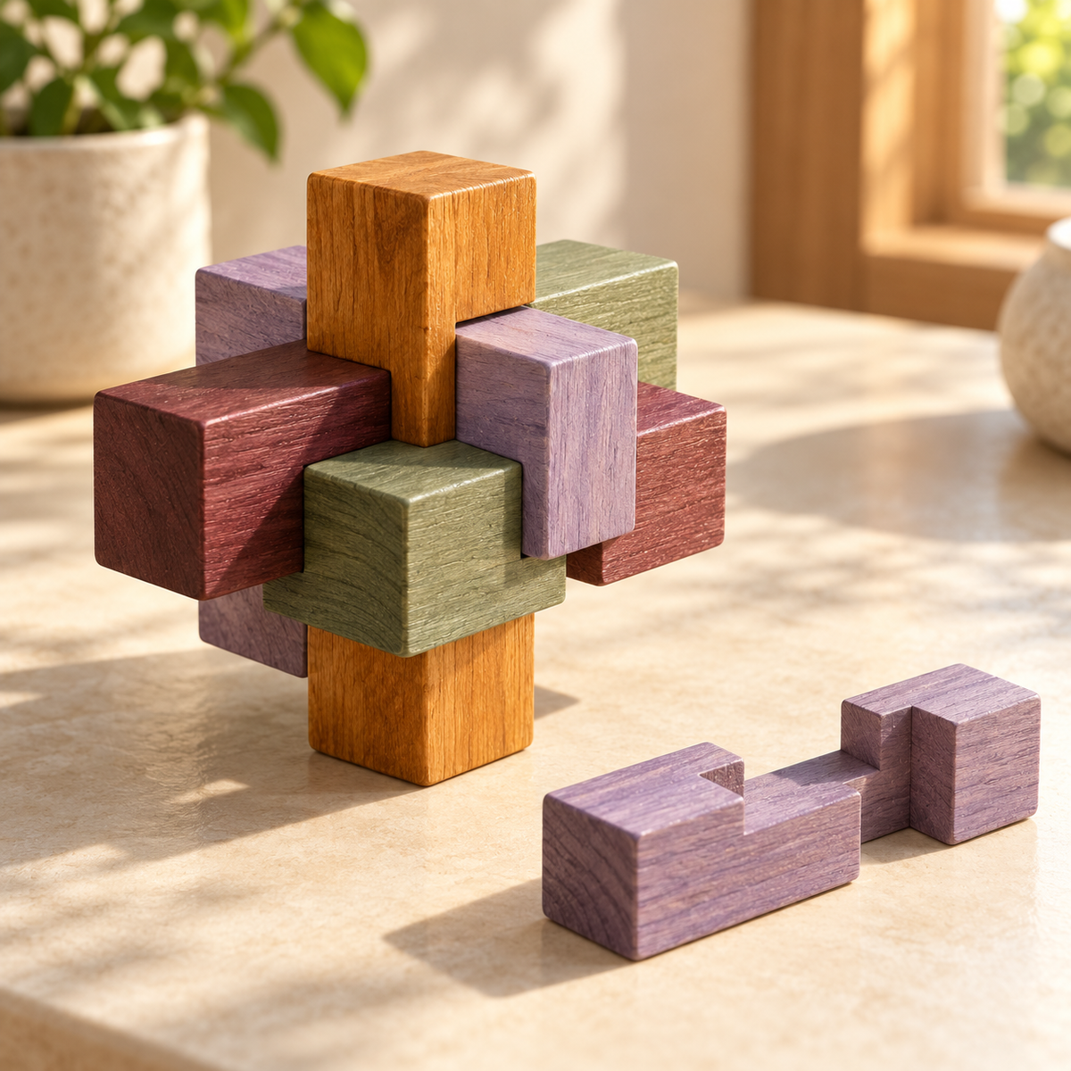 Crossroads Interlocking Puzzle — AI-generated illustrative scene